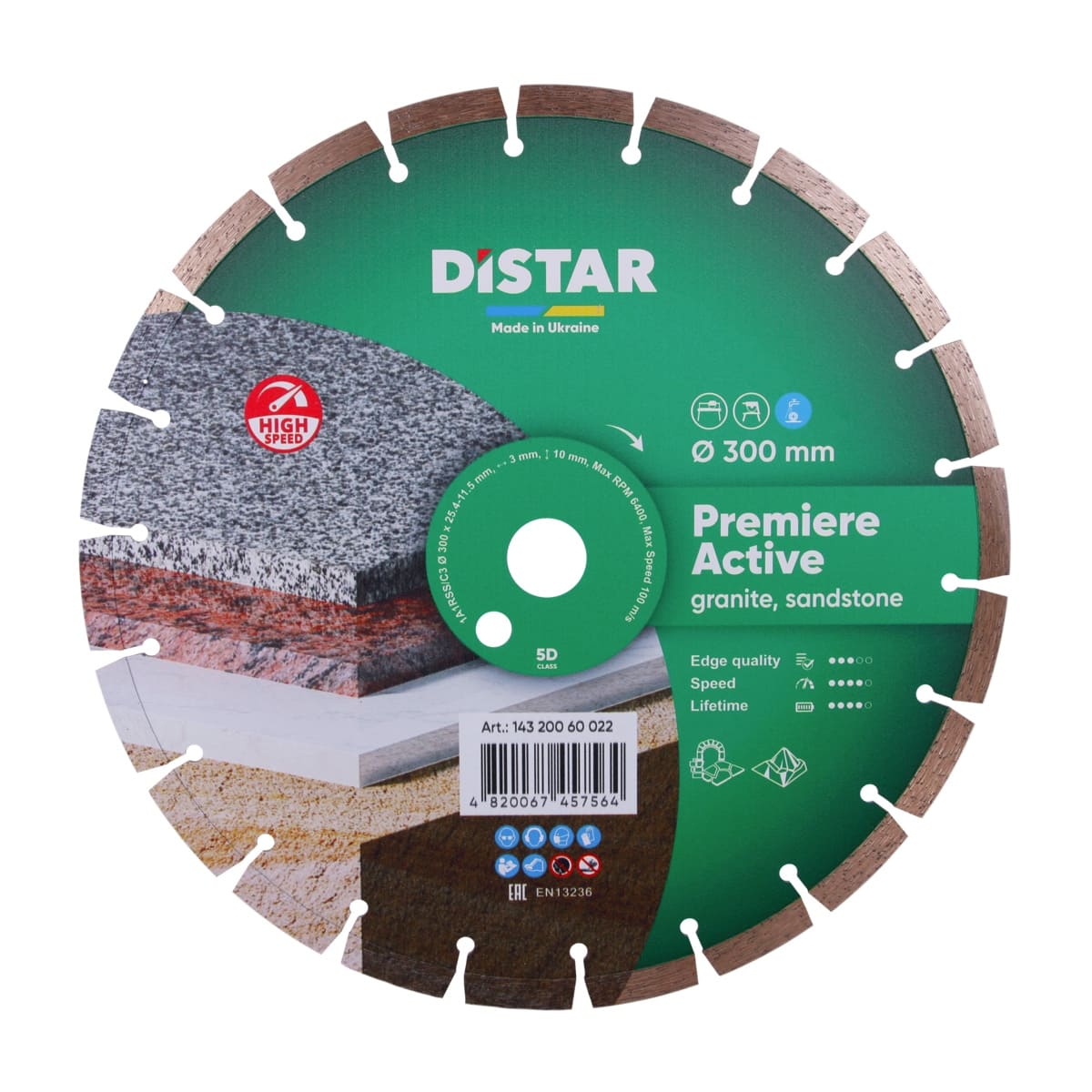 Круг алмазный отрезной 1A1RSS/C3-H 300x25,4 Premier Active