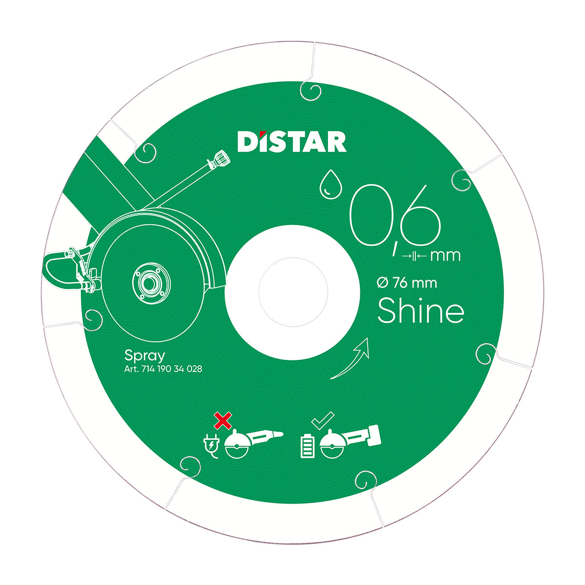 Круг алмазний вiдрiзний Distar 76x0,6 Shine